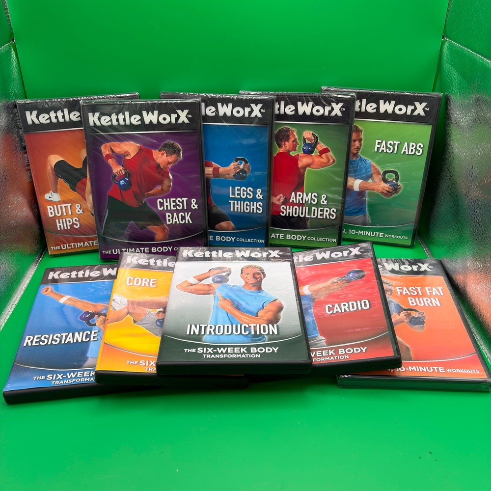 KettleWorX Workout DVD Set 10 Disc Kettle Bell Fitness Collection 6 Sealed 4 EUC